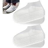 LSDWL Waterproof Shoe Covers 2 Pairs,Rain Shoe Covers Reusable Silicone Non Slip Shoe Covers for Outdoor,Rain Shoe Covers for Women and Men (Clear, Medium)