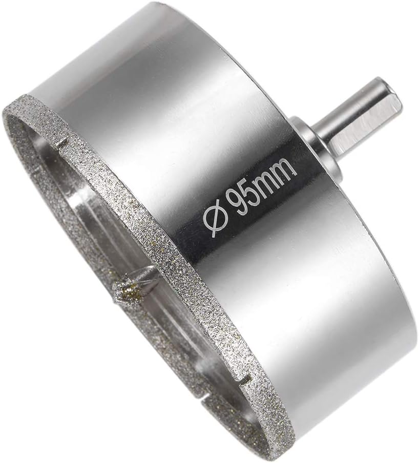 sourcing map Diamond Drill Bit 95mm Glass Hole Saw Core Drill Bit with Spotting Drill Bit for Ceramics Porcelain Tile Bottles Pots Brick
