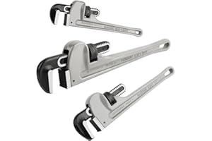 MAXPOWER Pipe Wrench Set 10" 14" 18", Aluminum Plumber Wrenches, Straight Plumbing Wrench