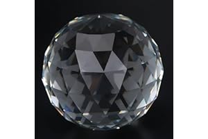Crystal Glass Ball, 80 mm / 3.15 inch Clear Cut Translucent Faceted Gazing Bal Prisms Home Hotel Decor Hardware Fittings