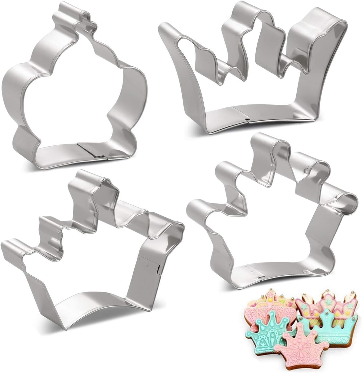 Crown Cookie Cutters Set 4 Piece King Crown, Queen Crown, Prince Crown and Princess Crown