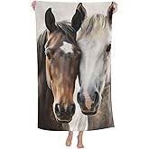 VANZEV Horse Lovers Beach Towel, 51inx51in, Brown and White, 100% Cotton, Quick Dry, Absorbent, Lightweight, Portable, Fashionable