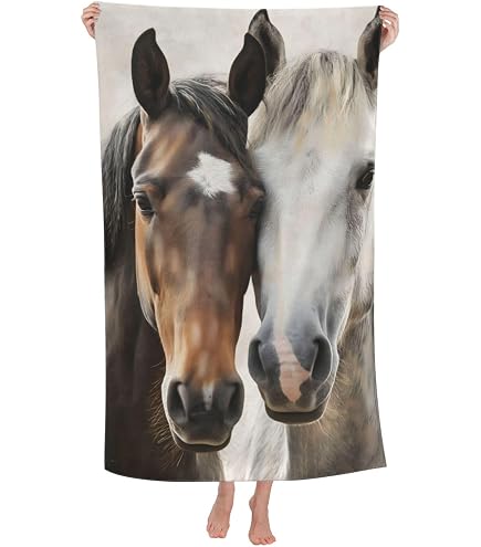 Horses Beach Towel 30x60 Inches - 100% Cotton Fast Drying Lightweight Towel For Pool & Beach