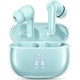 HUIFU Wireless Earbuds Bluetooth Headphones, Ear Buds with Deep Bass, 40H Long Playtime, Power Display, IPX7 Waterproof in Ear Earphone with Mic for Phone Tablet Sports Workout, Mint Green