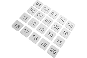 SHERCHPRY 20pcs Acrylic Self-Adhesive Number Stickers 2 Inch Square Locker Numbered Plates for Home, Office,
