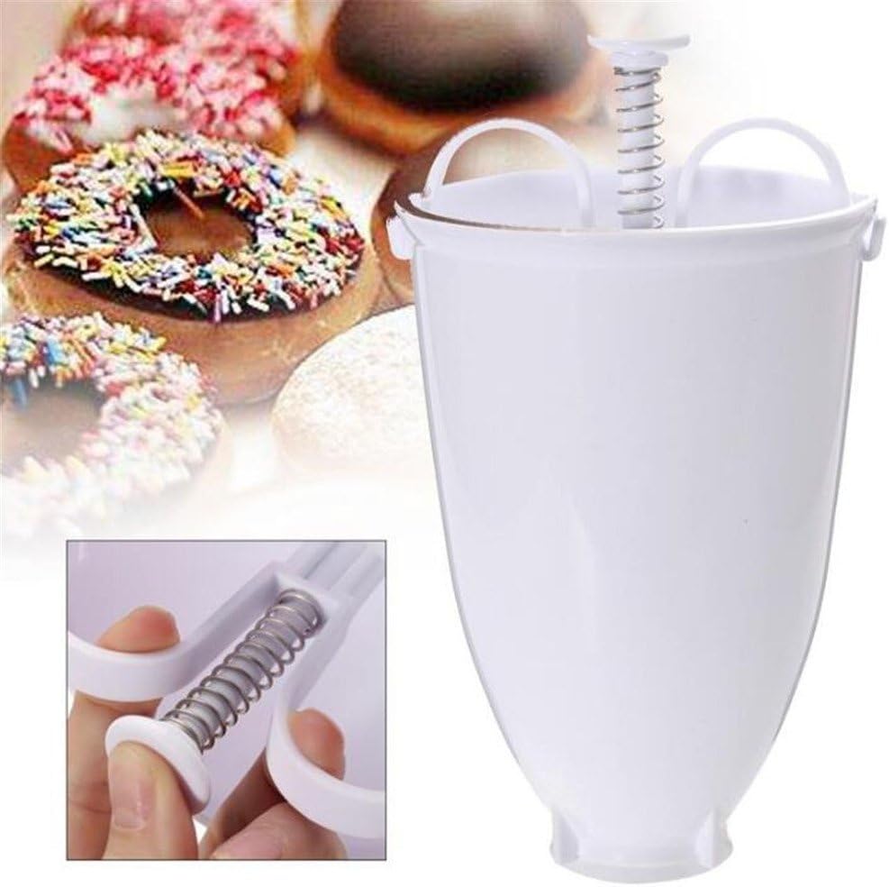 VALINK Dessert Doughnut Maker Dispenser, White Plastic Batter Baking Decorating Tools DIY Donut Cookies Tools Tart Making Kitchen Bakeware