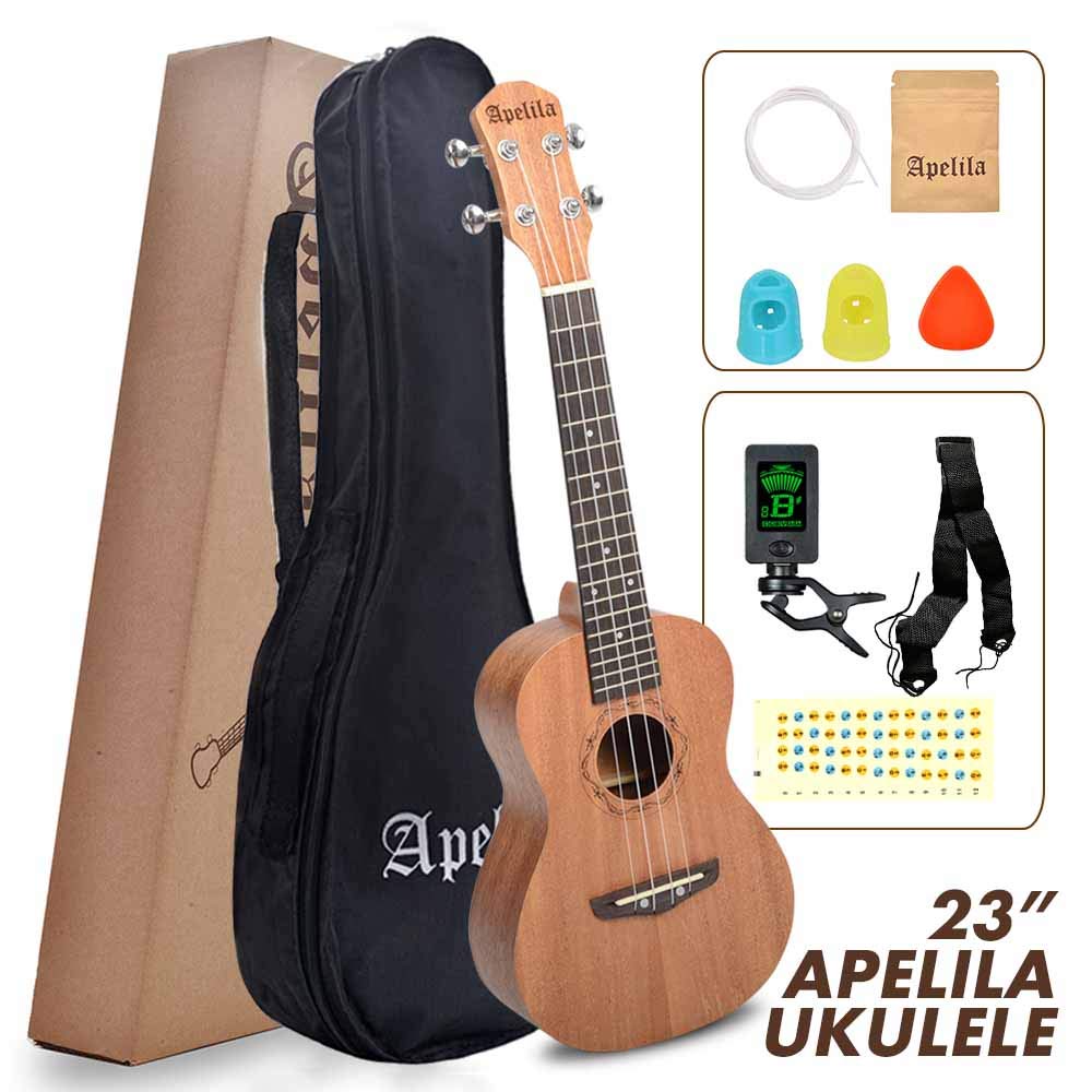 Concert Ukulele-23 inch Mahogany Acoustic Concert Ukulele Instrument Kit Mini Guitar with Bag,Tunner