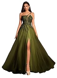 Women‘s Olive Green A Line Prom Dresses Formal