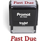 Promot Past Due Self Inking Rubber Stamp - Refillable Office Stamp | Crisp &amp; Consistent Impressions, Fast One-Hand Operation, Refillable Ink System, Durable Construction