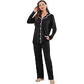HEARTNICE Women's Lightweight Long Sleeve Button Down Pajama Set - Cozy Flannel PJs with Pockets