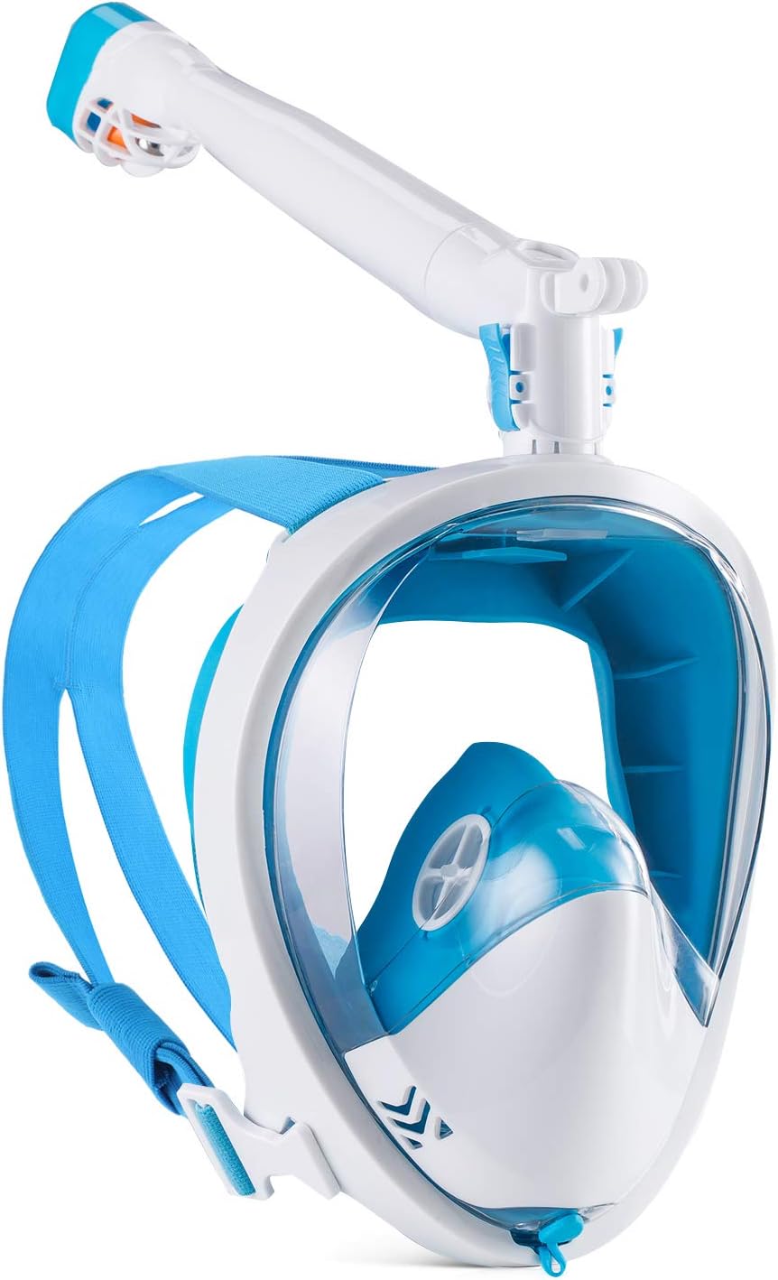 GroHoze Full Face GoPro Compatible Snorkel Mask with 180° Panoramic Viewing and Advanced Breathing System for Snorkeling and Diving