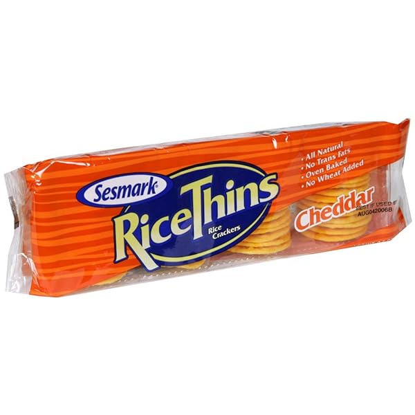 SESMARK CRACKERS RICE THINS CHEDDAR, 4.2500-OUNCES (PACK OF6)
