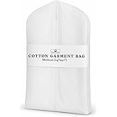 Forever Cotton Premium 100% Cotton Garment Bags &ndash; 40" Off-White Canvas Suit Cover with YKK Zipper &ndash; Moth Protector, Breathable, Machine Washable, Cover for Coats, Dresses, Jackets &amp; Travel