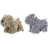 West Highland Dog Fuzzy Hand Towel Set of 2 - Super Soft Chenille Bath &amp; Kitchen Towels, Absorbent Decorative Fuzzy Ball Hanging Towel for Bathroom, Sink, Countertop (Grey, Brown)