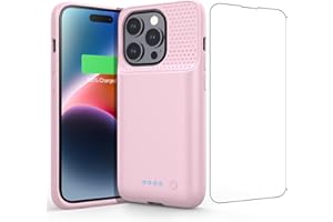 Ekrist Battery Case for iPhone 14 pro (6.1 inch),7200mAh Smart Portable Rechargeable Charging Case,Extended Battery Pack Compatible with iPhone 14 pro Protective Battery Charger Case,Pink