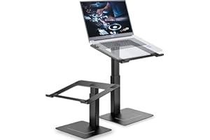 Supamir Adjustable Laptop Stand for Desk, DJ Laotop Riser, Ergonomic Small Sit to Stand Desk Converter, Support Working on Co