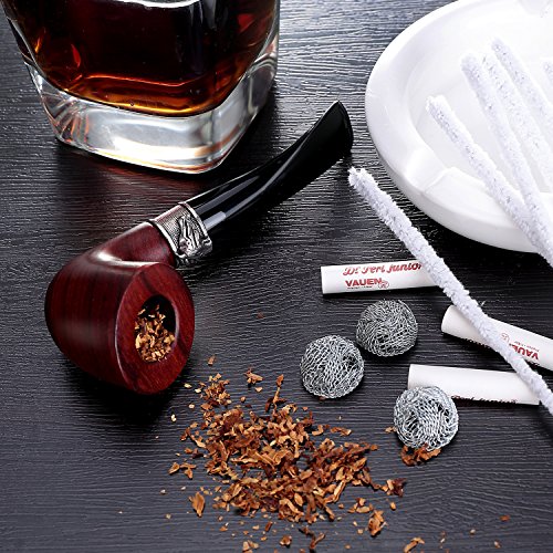 Wood Smoking Pipe Free Boy Tobacco Pipe Kit,Hand Made,Replacement Long Stem and Accessories