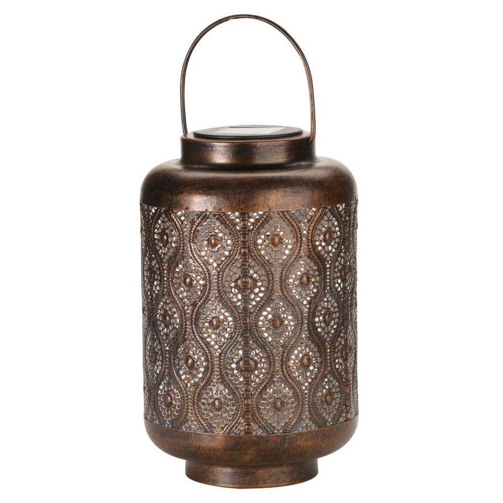 Smart Garden Adana Lantern Outdoor Garden Solar Light | Hanging or Tabletop Lantern | Brushed Bronze Effect | Intricate Detail | Beautifully Illuminates at Dusk