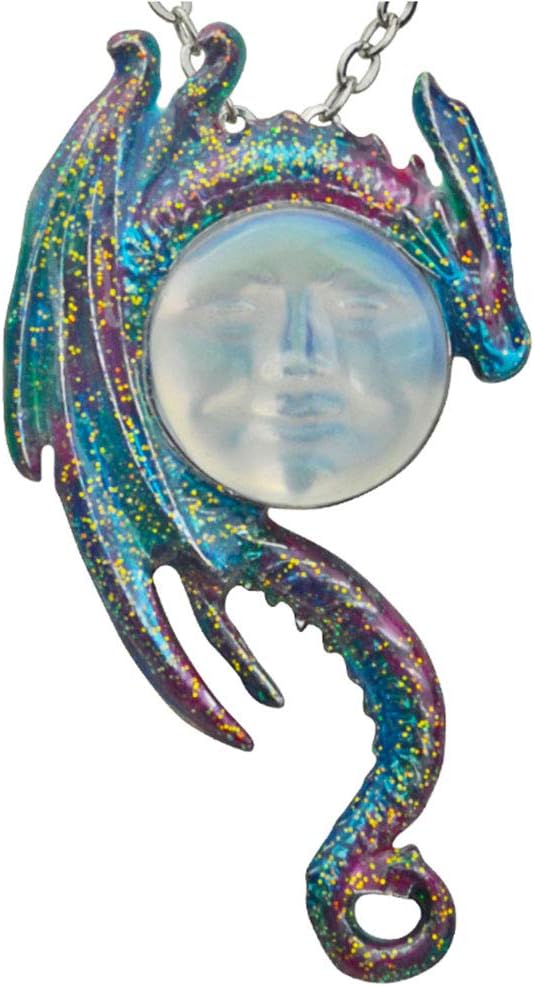 Kirks Folly Seaview Moon Glow in The Dark Pin Pendant Dragon Necklace silvertone