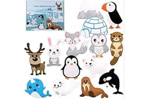 Animals Sewing Kit for Kids,Christmas DIY Stuffed Craft Kit,Make Your Own Winter Animals Felt Plush Craft Kit Includes 14 Cre