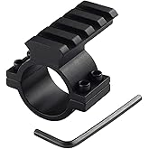 Higoo 1-Inch 1" Scope Ring Adaptor W/ Picatinny/Weaver Rail, Tactical Barrel Clamp Mount With Rail for Scope Flashlight Laser