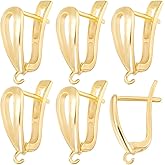 Beebeecraft 1 Box 16Pcs 24K Gold Plated Golden French Earring Hooks Leverback Hoop Earring Findings with Open Loop Dangle Earrings Connectors for DIY Jewelry Making Findings