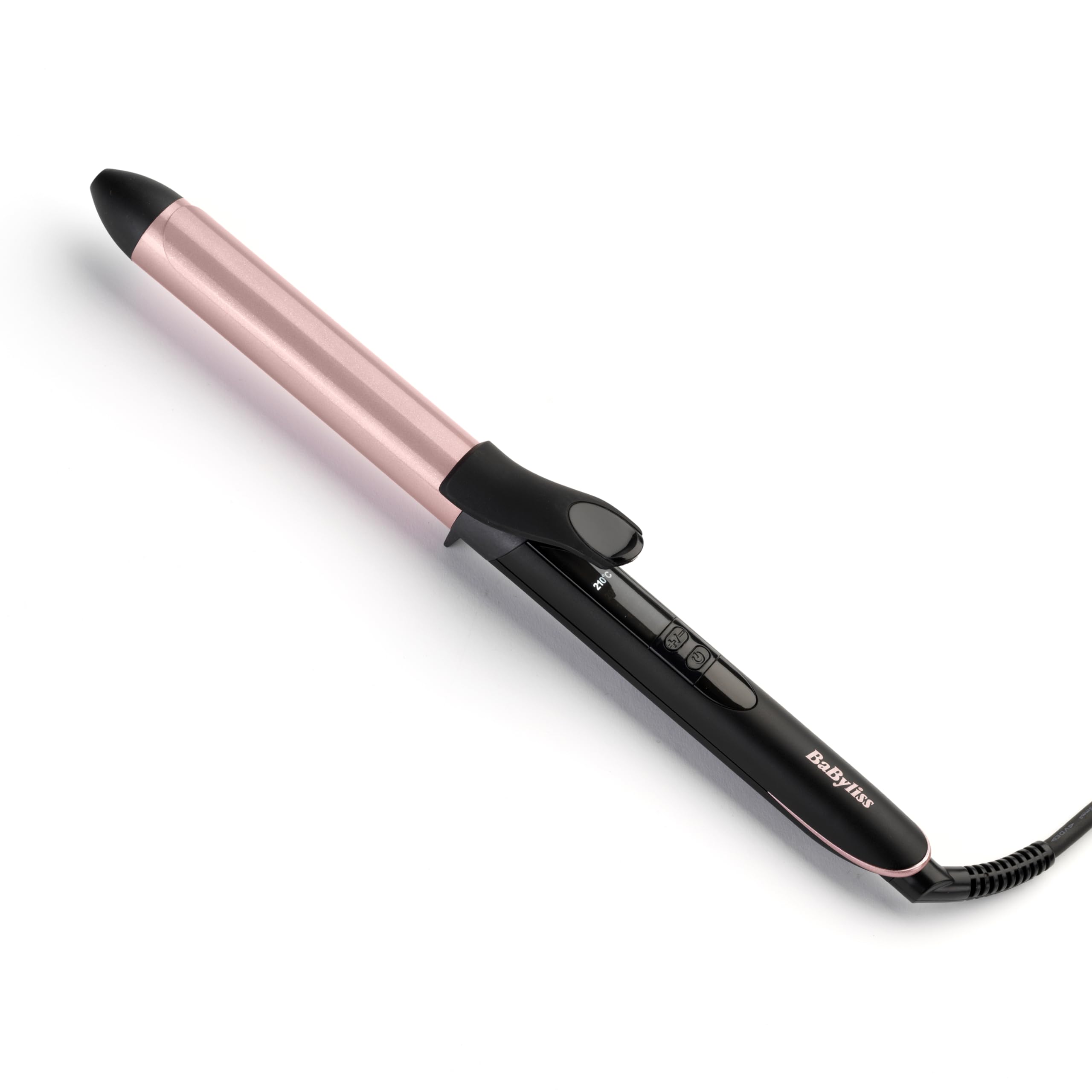 BaByliss Rose-Quartz 25mm Curling Tong - Hair Curler for Natural Waves and Curls, Ceramic, 6 Heat Settings 160°C to 210°C, Pink & Black, C451U