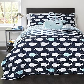 Amazon.com: Lush Decor 5 Piece Whale Quilt Set, Full/Queen