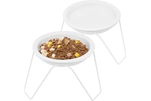 CEEFU 2-Pack Ceramic Raised Cat Bowls for Food and Water, Elevated Pet Dishes Bowls with Stand, Cats and Small Dogs, Dishwasher Safe