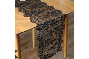 Lace 35X300Cm White Floral Lace Table Runner Black Table Cover Chair Sash for Banquet Baptism Wedding Party Table DecorationP