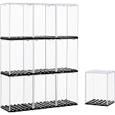 10PCS Minifigure Display Case for Lego Minifigure Clear Acrylic Building Block Display Box Storage for Action Figures Blocks Stackable Storage Case Gift for Lego Lovers (Black, 10 Pcs)