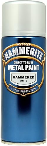 Hammerite Direct to Rust Metal Paint Aerosol Hammered White 400ML