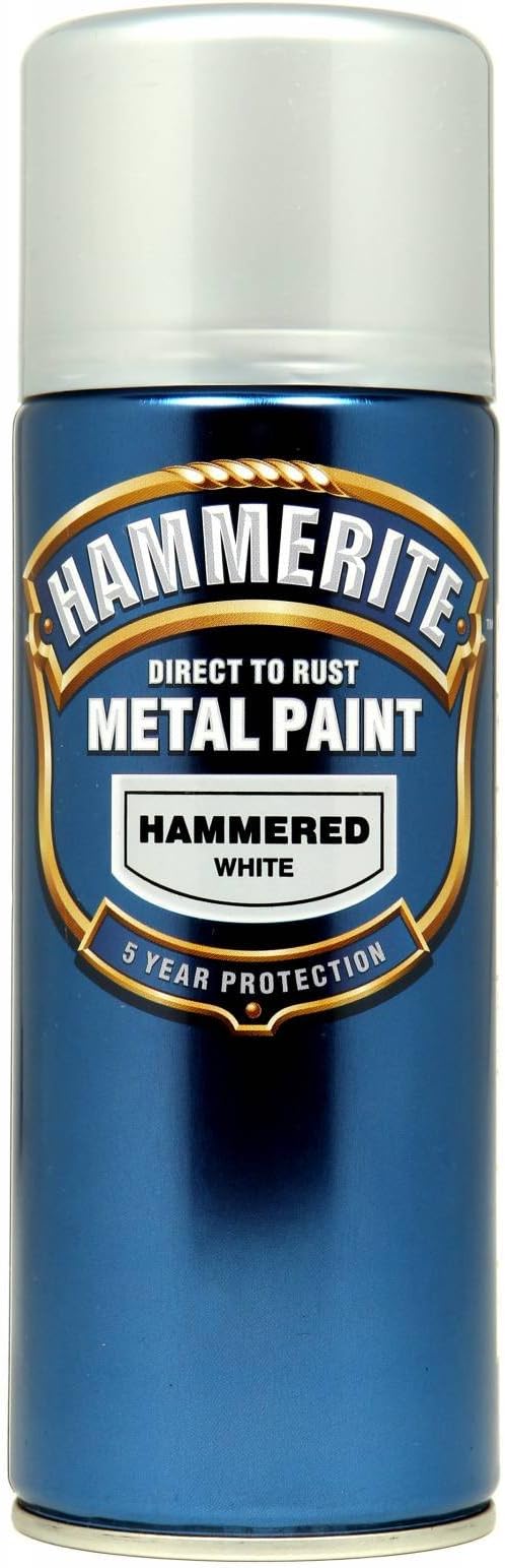 Hammerite Direct to Rust Metal Paint Aerosol Hammered White 400ML