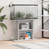 vidaXL Engineered Wood Aquarium Stand Concrete Grey 3-Tier Display view 2