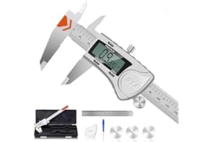 HARDELL Digital Caliper, IP54 Waterproof Caliper Measuring Tool with 3-Batteries & Extra Cover, All Stainless Steel Heavy-Duty Vernier Caliper Micrometer, Inch/MM/Fraction for DIY/3D-Printing