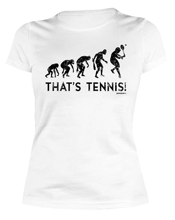 Damen T Shirt Tennis Lustige Sport Sprüche Evolution