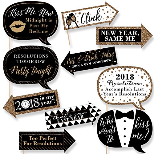 Funny New Year s Eve - 2018 New Years Eve Party Decorations - Photo Booth Props Kit - 10 Piece