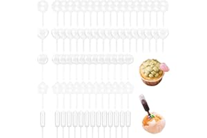 Swpeet 200Pcs 5 Styles 4ML Heart/Round/Star/Rectangular/Gear Mini Squeeze Transfer Cupcakes Pipettes Assortment Kit, Disposab