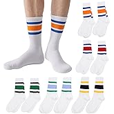 GUSDYIT 10 Pairs Retro Crew Socks, Vintage Striped Socks Women Men