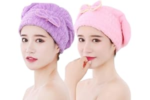 Hair Drying Wrap Cap, Soft Microfiber Quick Dry Hair Drying Towels, Luxury Absorbent and Lightweight Cotton for Women Pink & 