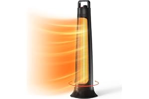 FLOWBREEZE Outdoor Patio Heater, 1200W, 3S Instant Heating, Portable Infrared Heater with 60°Oscillating, 180min Timer, Tip-over & Overheat Protection, Super Quiet Electric Heater for Indoor Outdoor Use, Onyx