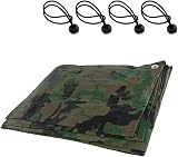 SolaDirect Camo Tarpaulin 2x2 m 85 GSM Waterproof Tarp with 4 Ball Bungees view 1