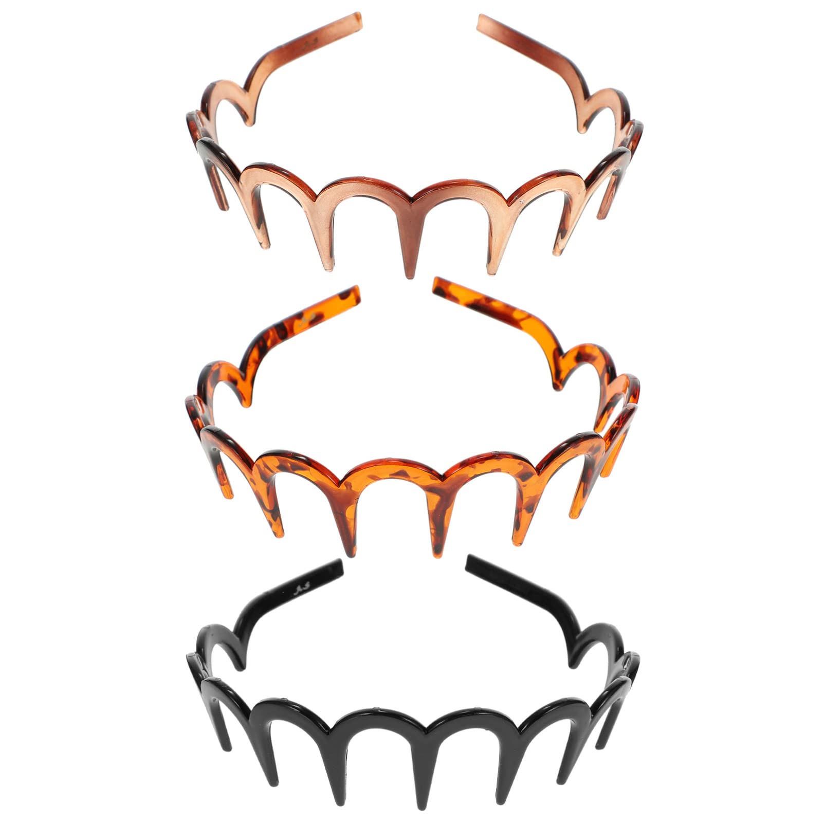 minkissy 3Pcs Zig Black Plastic Sharks Tooth Hair Comb Headband Hair Hoop Accessory for Womens Lady Girls