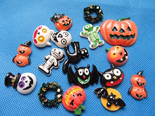 YYCRAFT Pack Of Random 30pcs Resin Flatback Scrapbooking Halloween Spider Skull Ghost-Mix