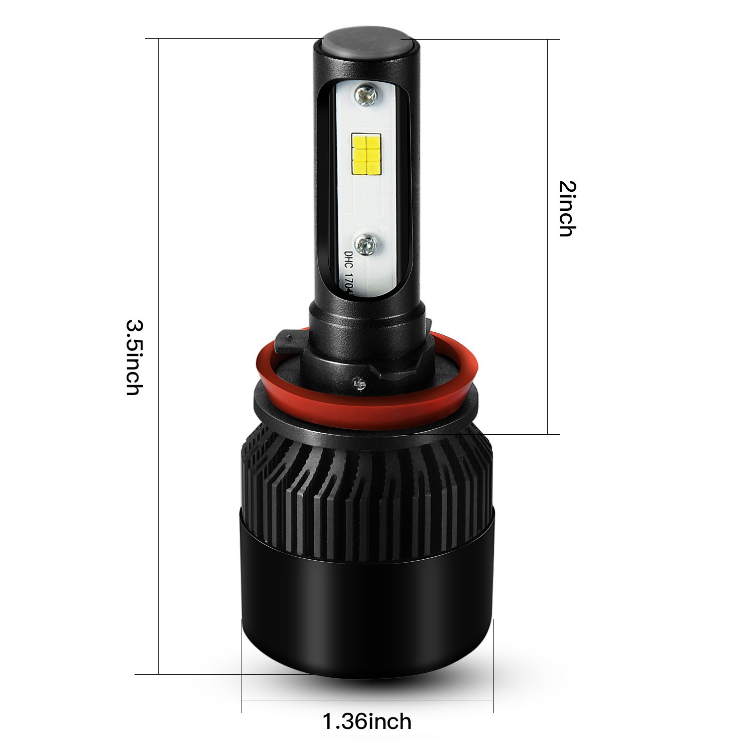 SUGERYY Extremely Bright H11 H8 H9 CSP Chip 72W 8000LM 6000K LED Headlight Bulbs, Xenon White