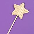 Factory Direct Craft Pack of 6 Unfinished Wood Star Wands - Fairy Princess Wooden Magic Star Shapes for Decorations, Crafts and DIY Projects (Size: 12" H x 3-3/4" W)