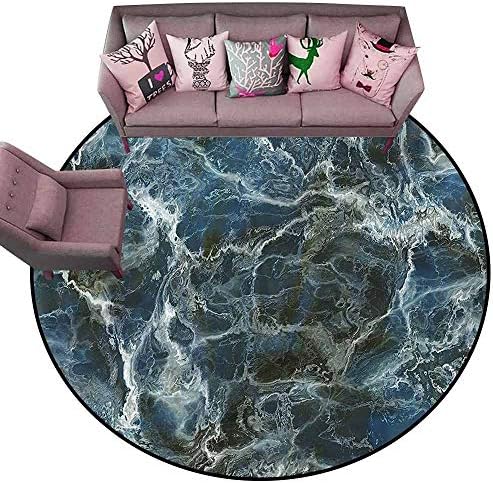 Carpet for Living Room Marble,Formless Crack Lines Stone Diameter 66" Round Custom fit Floor mats