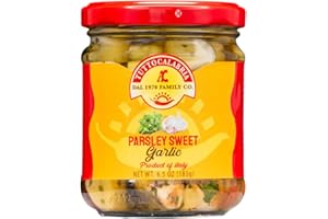 TUTTOCALABRIA Parsley Sweet Garlic Cloves (Aglio al Prezzemolo), 6.5 oz (185 g), Sweet Garlic in Olive oil with Parsley & Calabrian Chili, Artisan Italian Antipasti