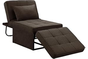 Saemoza Sofa Bed, 4 in 1 Multi Function Single Folding Ottoman Bed, Modern Sleeper Convertible Chair Adjustable Backrest Small Couch Bed for Living Room/Small Apartment, Dark Brown
