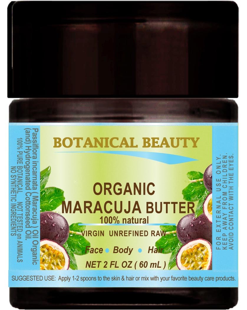 Botanical Beauty MARACUJA OIL BUTTER RAW 100% Pure Natural VIRGIN UNREFINED Cold-Pressed Carrier for Face, Skin, Body, Hair, Lip, Nails. Rich in Vitamin E (4 Fl Oz)